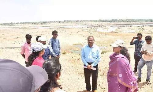 District Collector Dr G Srijana inspecting sand reaches in C Belagal mandal on Monday