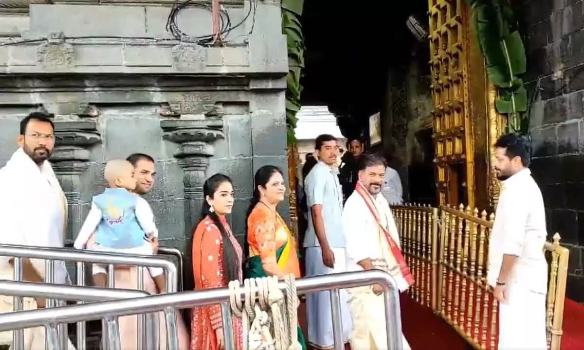 Telangana CM Revanth Reddy Visits Tirumala Srivari Temple with Family