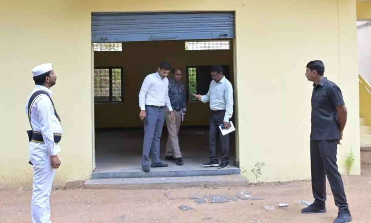 District Collector Muzammil Khan inspecting TASK building in Peddapalli on Tuesday
