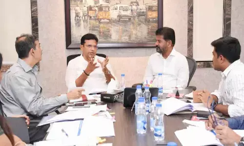 Chief Minister Revanth Reddy at a review meeting with officials in Secretariat on Tuesday