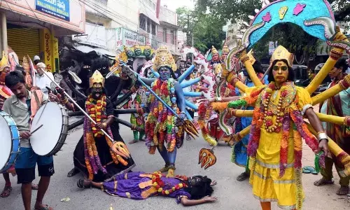 Artistes performing on the last day of Gangamma Jatara at Thatayyagunta