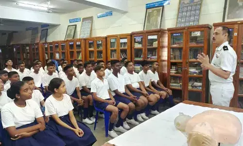 Participants at a session during the Sea Cadet Corps summer camp held in Visakhapatnam