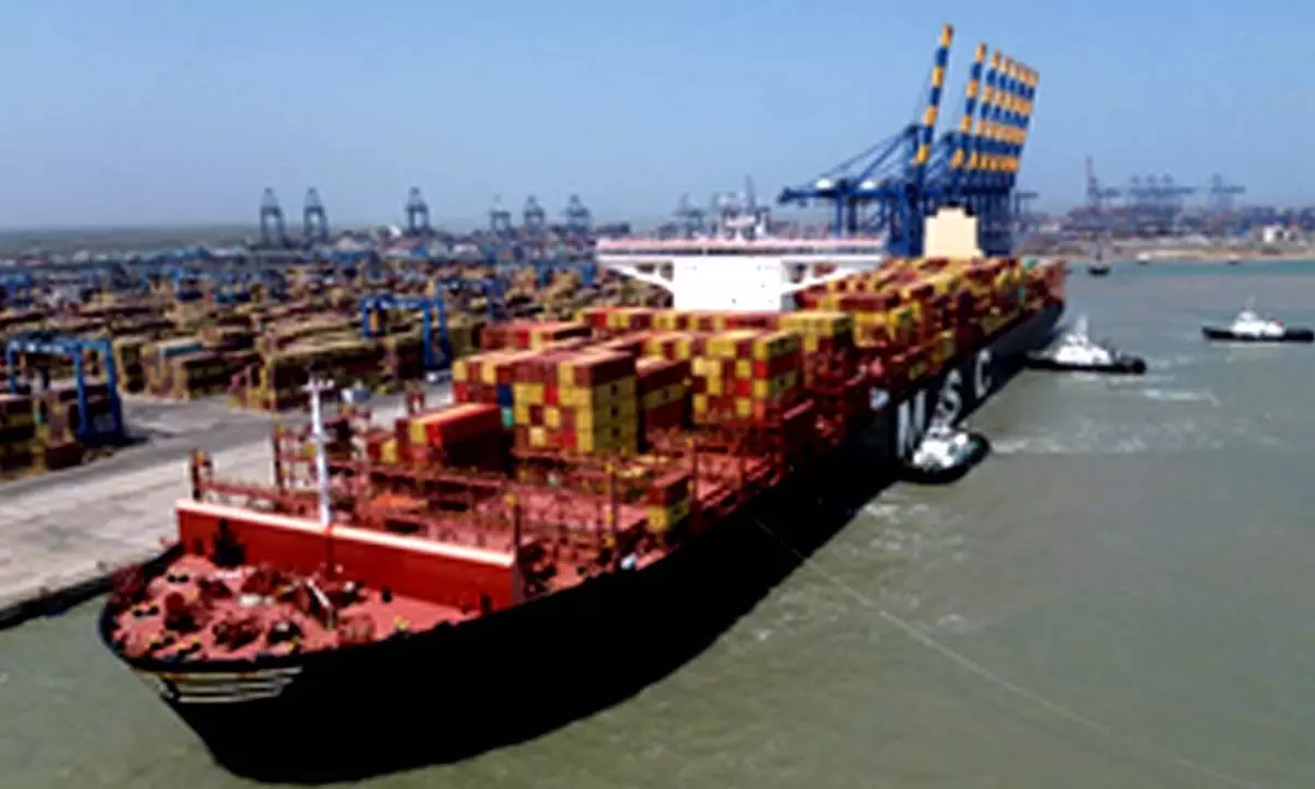 Largest container ship ever to arrive in India docks at Adanis Mundra Port