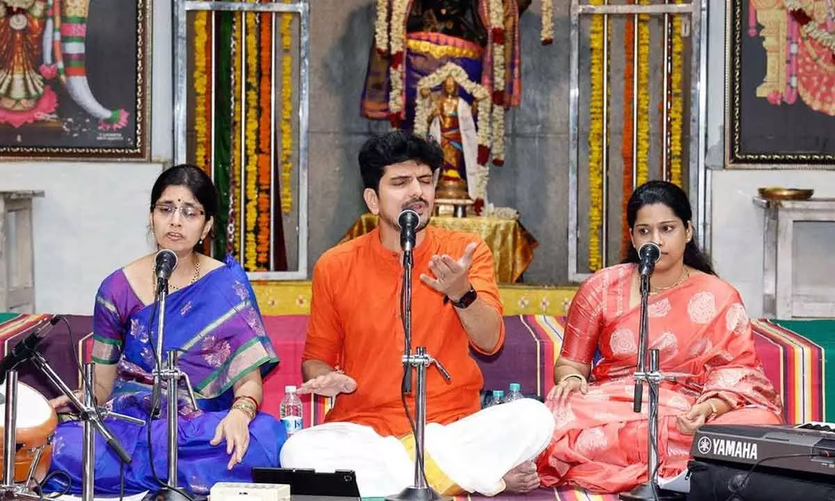 Srinivasa Sharma group from Hyderabad performing at Annamacharya birth anniversary  programme in Tirupati on Sunday