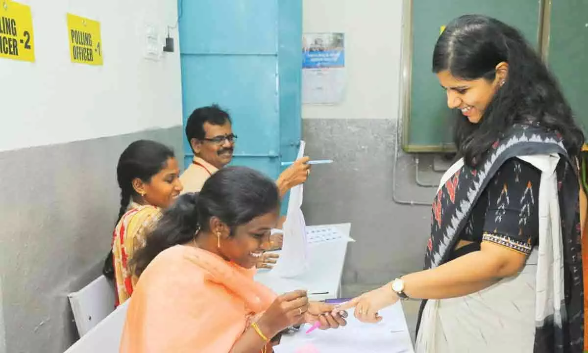 District Collector Ila Tripathi Stands in Queue to Cast Vote in MLC By-Election