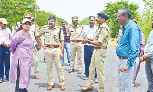 District Collector and Election Officer Dr G Srijana along with SP G Krishna Kanth inspecting the arrangements at Rayalaseema  University in Kurnool on Sunday