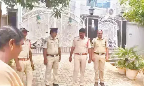 Police security at Kanna Lakshminarayana’s residence in Guntur on Sunday