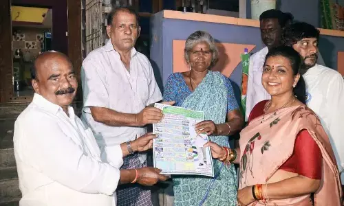 Chittoor YSRCP MP candidate N Reddeppa campaigning in Nagari along with MLA candidate RK Roja.