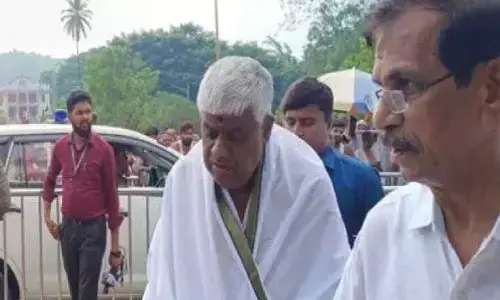 H D Revanna continues spiritual journey; visits Dharmasthala temple