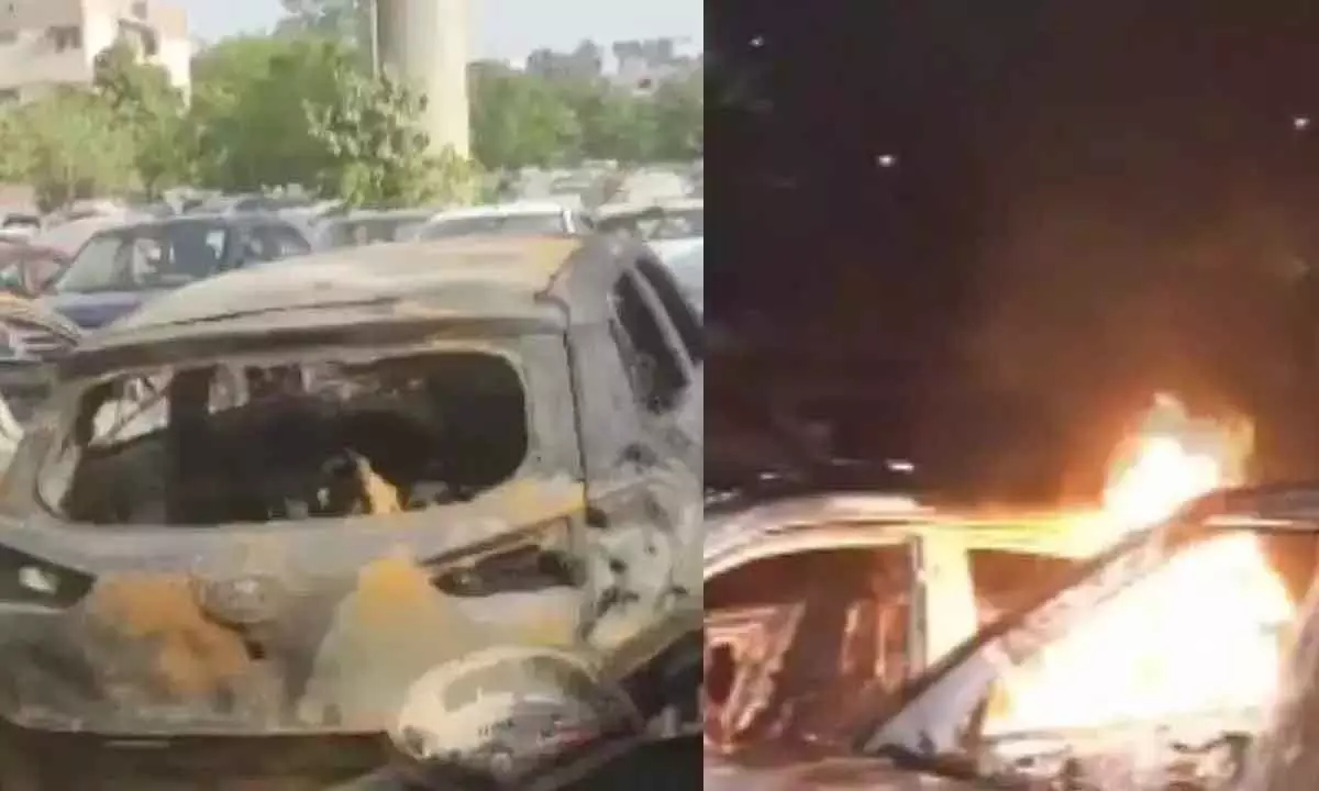 Delhi: 17 cars gutted in parking lot fire