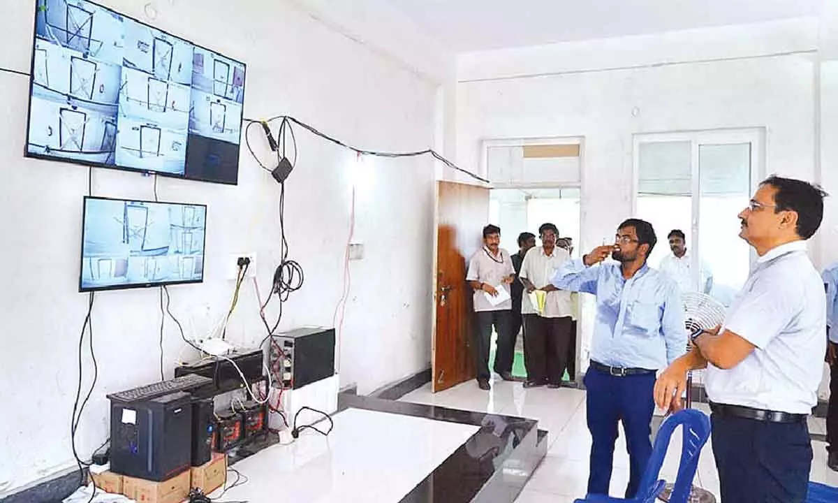 CEO inspects functioning of CC TV cameras at counting centres in Krishna University
