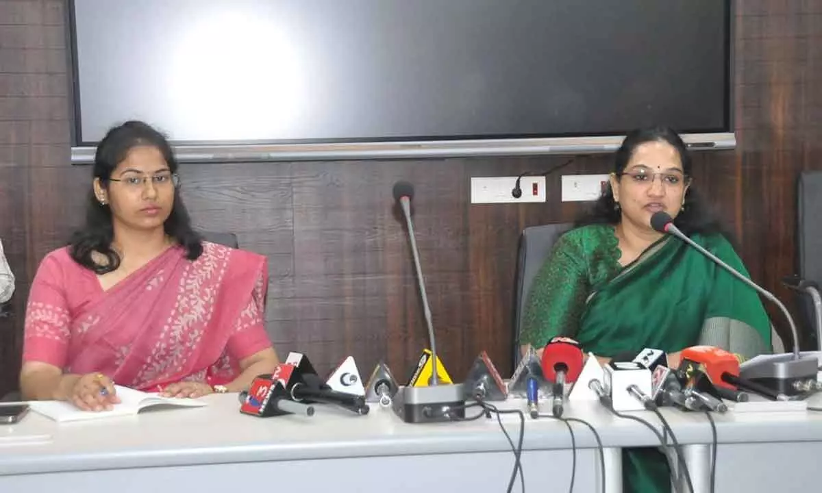 District Collector and Election Officer Dr G Srijana addressing press conference at Kurnool Collectorate on Thursday