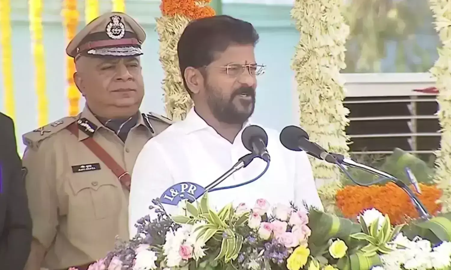 Revanth Reddy addresses at State formation day celebrations,  says govt. working for revival of economy