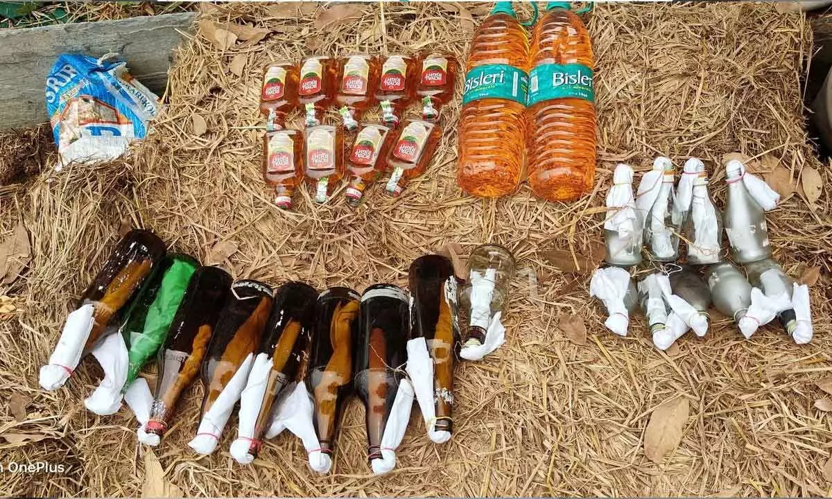 Narasaraopet: Police seize material used for petrol bombs