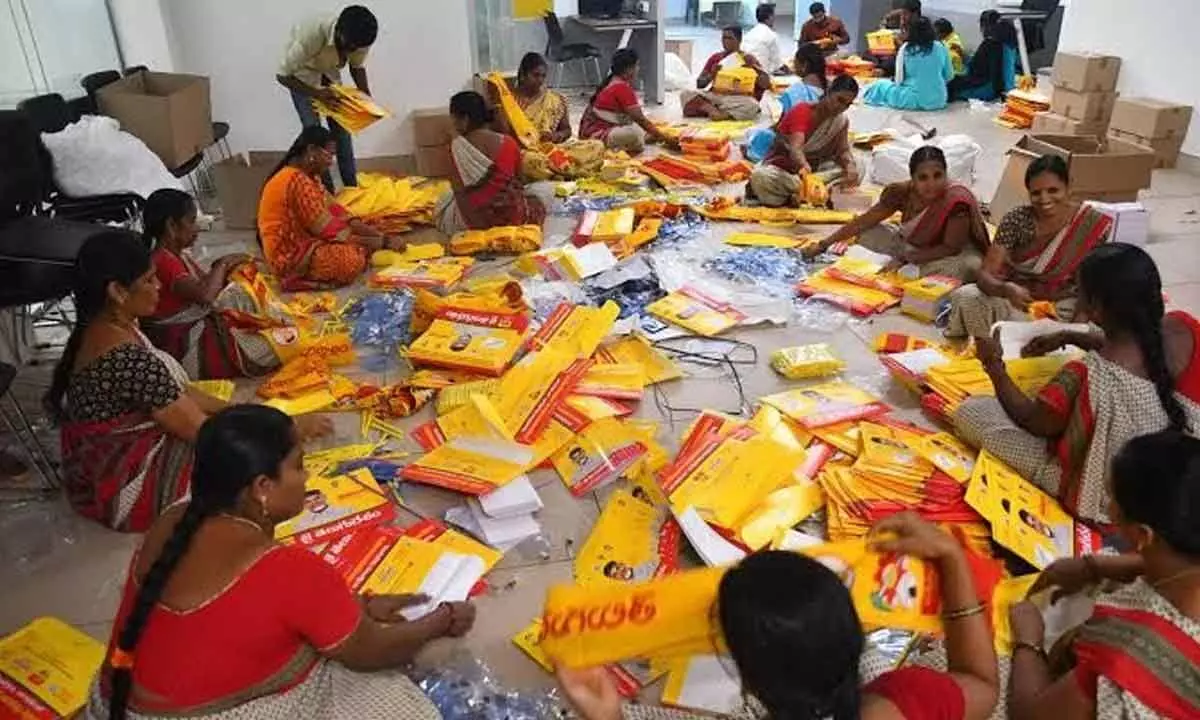 File photo of TDP women activists busy in party activities