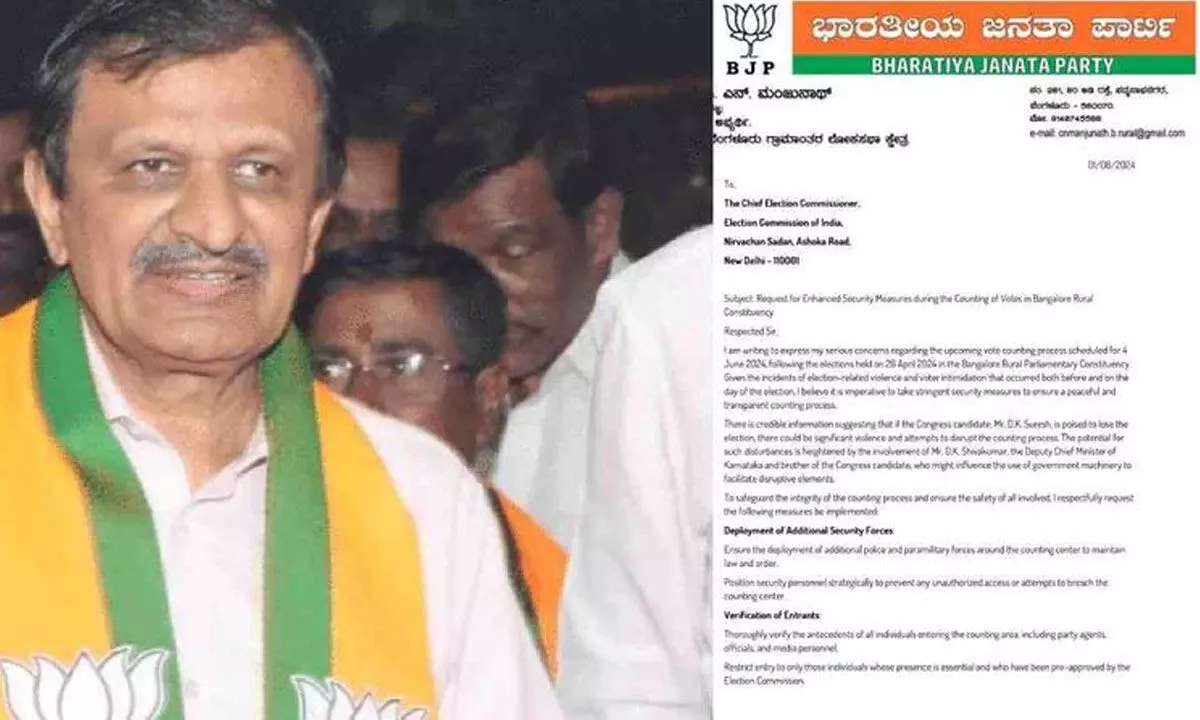 BJP candidate Manjunath writes to EC for additional security