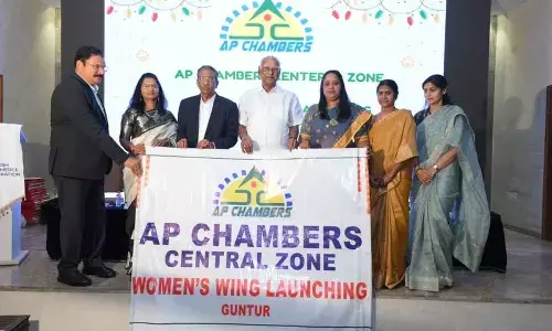 Chairman of Vignan University Lavu Rathaiah was the chief guest at the inauguration of AP Chambers’ Central Zone Women Entrepreneurs Wing in Guntur on Sunday. AP Chambers president Potluri Bhaskar Rao and general manager B Rajasekhar, Sakku Madhavi Latha, Dr Rayapati Mamatha, Y Geethika Srikanthy are also seen