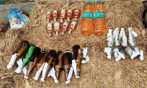 Narasaraopet: Police seize material used for petrol bombs