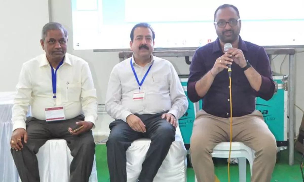 Collector Shrikesh B Lathkar addressing meeting  in Narasaraopet on Monday