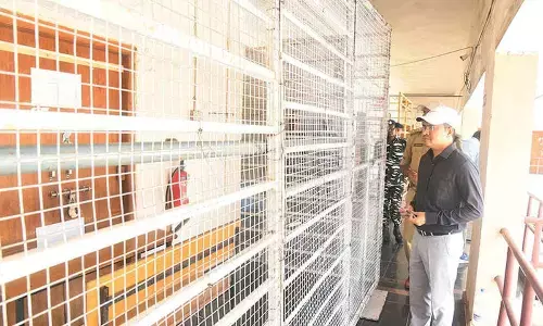 District collector A Mallikarjuna examining the counting centre in Visakhapatnam