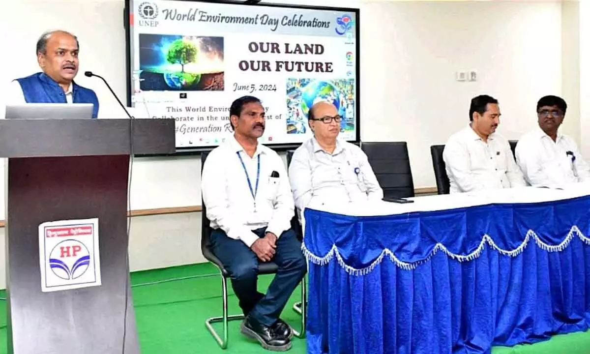 Visakh Refinery executive director R. Ramakrishnan addressing the gathering in Visakhapatnam on Thursday