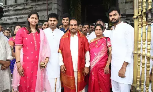 Tirupati city MLA Arani Srinivasulu along with his family members at Tirumala on Thursday
