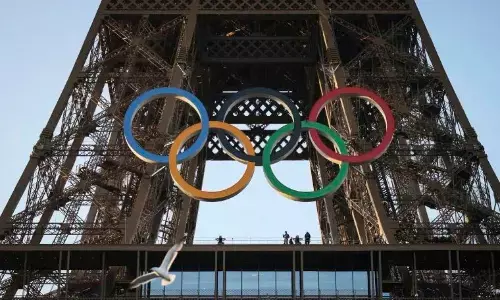 2024 Paris Olympics: Olympic rings unveiled on Eiffel Tower
