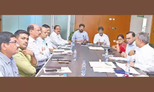 Chief Minister Revanth Reddy holds a review meeting on crop loan waiver with top officials on Monday. Deputy CM Mallu Bhatti Vikramarka, Agriculture Minister Tummala Nageswar Rao, Adviser to Chief Minister Vem Narender Reddy, CS Santhi Kumari are also seen