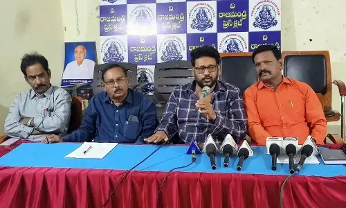 All India Forward Bloc State Secretary Inapurapu Suryanarayana speaking to the media on Monday