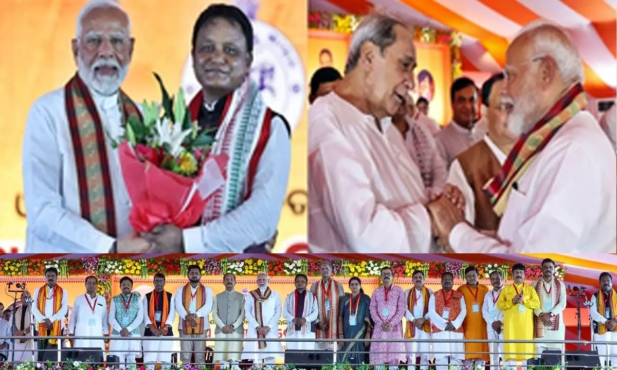 PM Modi, others attend swearing-in of new BJP-led govt in Odisha