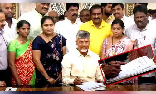 Chandrababu assumes charge as AP CM, signs Mega DSC file