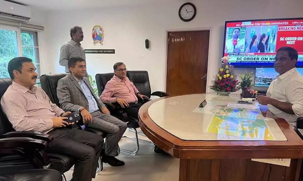 VPA chairperson M Angamuthu speaking to the delegation from Nepal in Visakhapatnam on Thursday