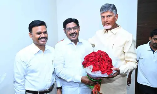 SRM University-AP Founder Chancellor Dr TR Paarivendhar and Pro-Chancellor Dr P Sathyanarayanan meeting Chief Minister Nara Chandrababu Naidu at the Secretariat in Amaravati on Thursday