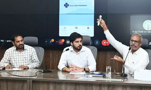 Corporation Commissioner Vikas Marmat at a meeting in Nellore on Thursday