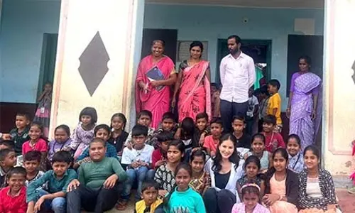 Sunny Leone delights village school students with her visit