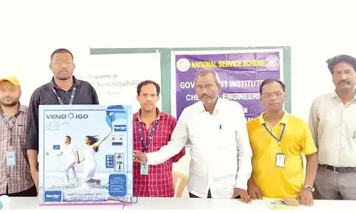 Sanitary napkin vending machine facilitated for girls at GICE