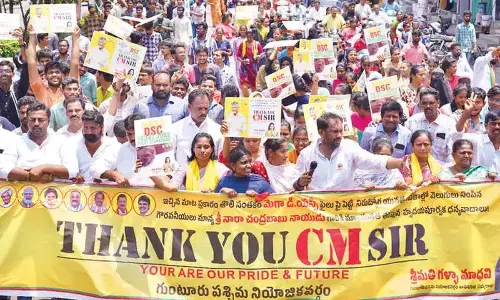 TDP supporters, candidates of DSC take out a mega rally