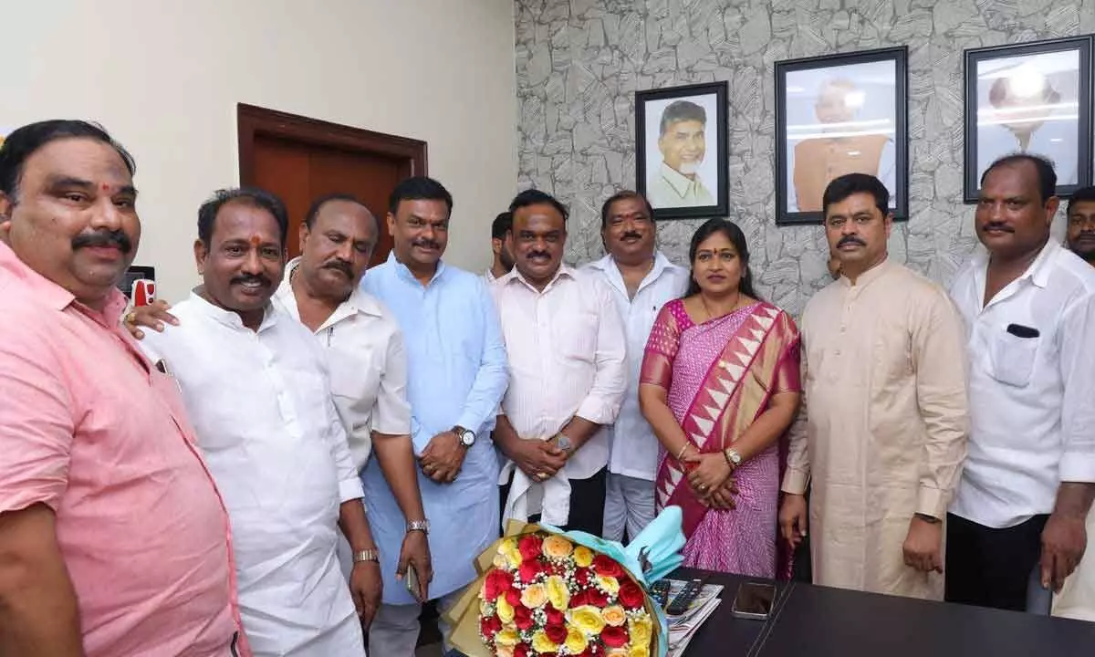 Home Minister V Anitha with MP C M Ramesh and others in Anakapalli on Sunday