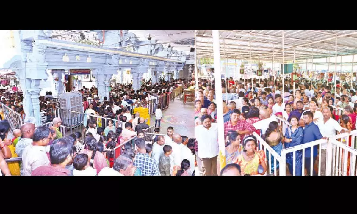 Devotees throng Srikalahasti, Kanipakam temples