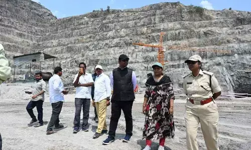 Joint collector B Lavanya Veni and SP D Mary Prashanti inspecting arrangements for CM’s visit in Polavaram on Sunday