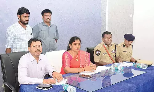 Home minister V Anitha speaking at the review meeting in Visakhapatnam on Monday