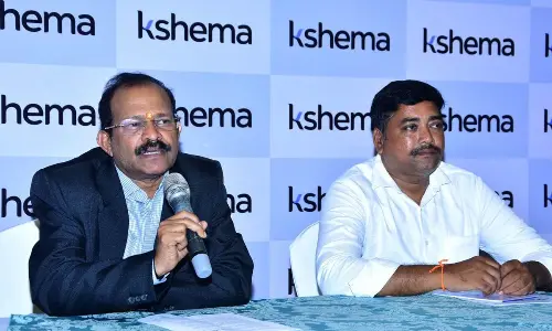 Chief Underwriting Officer of Kshema General Insurance CV Kumar addressing media  in Vijayawada on Tuesday