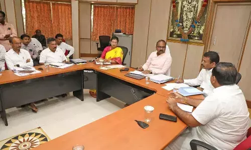 TTD EO J Syamala Rao holding a review meeting at Tirumala on Tuesday