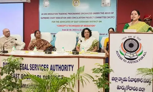 District Principal Judge Gandham Sunitha addressing gathering at Rajamahendravaram  on Tuesday