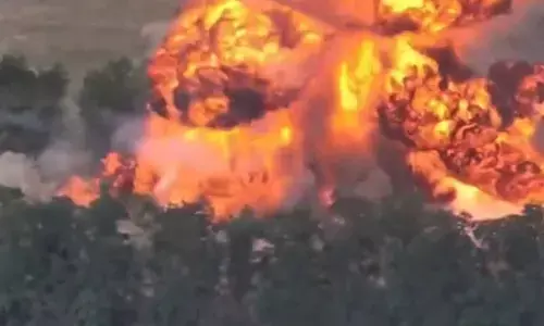 Ukrainian drone attack causes fire at Azov oil depot in Russia