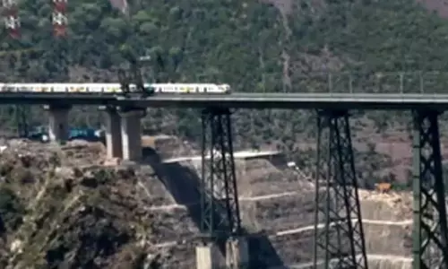 Railways conduct trial run on worlds highest rail bridge in J&K