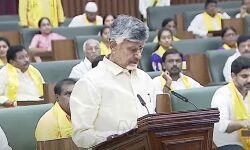 Nara Chandrababu Naidu takes oath as the legislative assembly member.