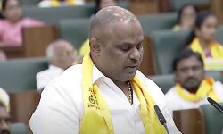Minister Anagani Satya Prasad takes oath as the member of the legislative assembly
