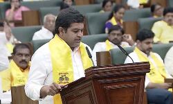 Krishnachaitanya Reddy takes oath as the member of the legislative assembly Krishnachaitanya Reddy takes oath as the member of the legislative assembly