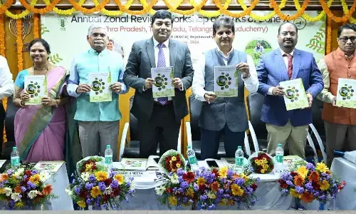 Representatives of ATARI, ICAR - CTRI (NIRCA) and Dr YSR Horticultural University unveiling the agricultural technology publications on Tuesday
